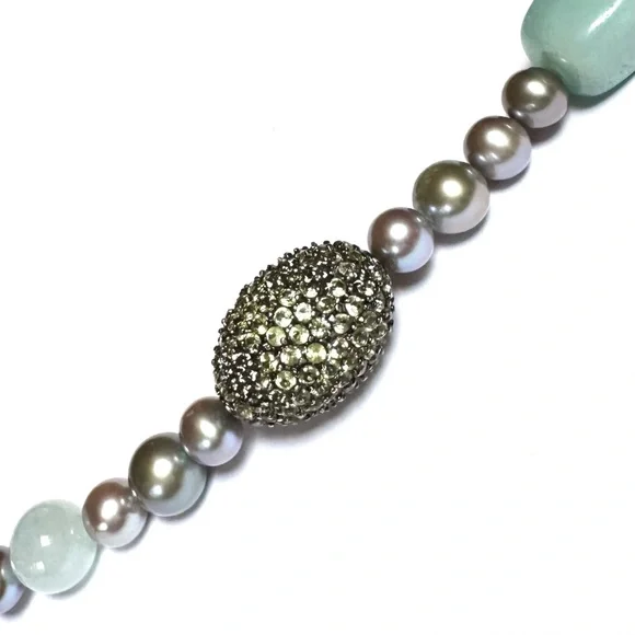 NEW ROSS-SIMONS Necklace Milky Aquamarine Gray Pearl Peridot NEW RS BOX